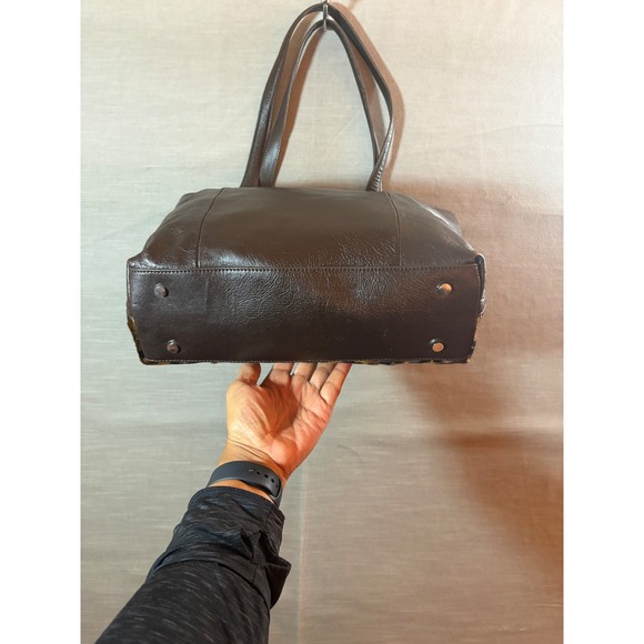 Wilsons Leather Leopard Print Haircalf Tote Bag Brown Leather Shoulder Bag - Picture 4 of 9